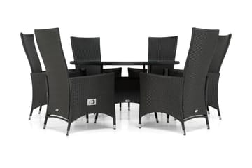 Thor Spisegruppe Ø140+6 Jenny Regulerbare Stoler - Svart - Hagemøbler & utemiljø - Hagegruppe - Spisegrupper hage