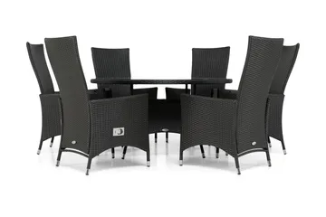 Thor Spisegruppe Ø140+6 Jenny Regulerbare Stoler - Svart - Hagemøbler & utemiljø - Hagegruppe - Spisegrupper hage