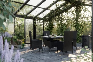 Thor Spisegruppe Ø140+6 Jenny Regulerbare Stoler+Puter - Svart - Hagemøbler & utemiljø - Hagegruppe - Spisegrupper hage