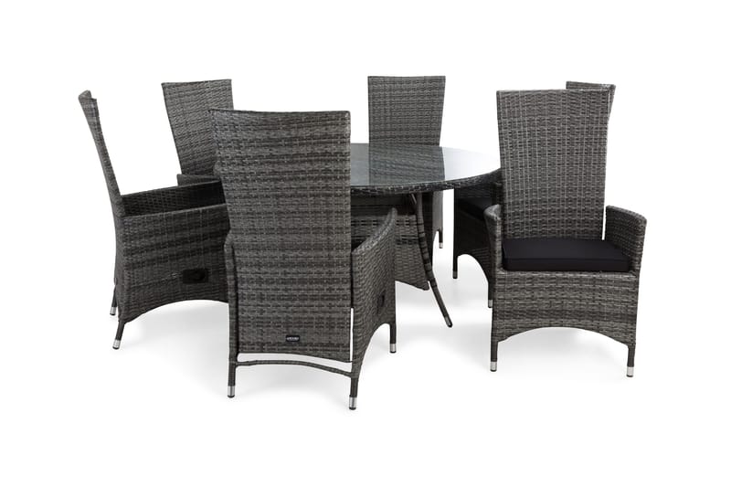 Thor Spisegruppe Ø140+6 Jenny Regulerbare Stoler+Puter, Grå/Svart