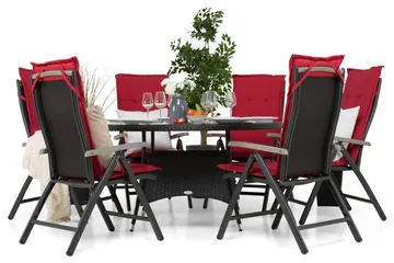 Thor Spisegruppe Ø140+6 Monaco Lyx Posisjonsstoler - Svart - Hagemøbler & utemiljø - Hagegruppe - Spisegrupper hage