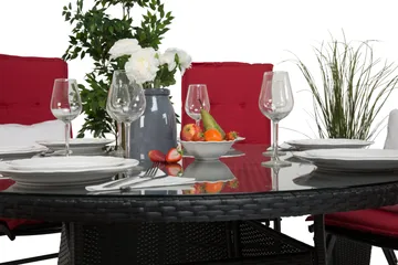 Thor Spisegruppe Ø140+6 Monaco Lyx Posisjonsstoler - Svart - Hagemøbler & utemiljø - Hagegruppe - Spisegrupper hage