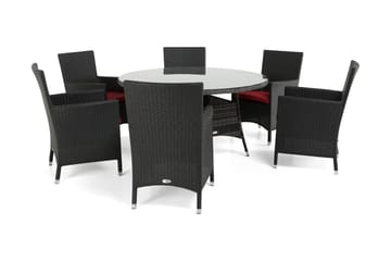 Thor Spisegruppe Ø140+6 Thor Lyx Stoler - Grå/Svart - Hagemøbler & utemiljø - Hagegruppe - Spisegrupper hage