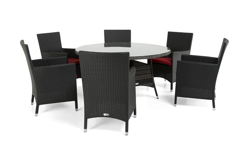 Thor Spisegruppe Ø140+6 Thor Lyx Stoler - Grå/Svart - Hagemøbler & utemiljø - Hagegruppe - Spisegrupper hage