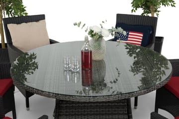 Thor Spisegruppe Ø140+6 Thor Lyx Stoler - Grå/Svart - Hagemøbler & utemiljø - Hagegruppe - Spisegrupper hage