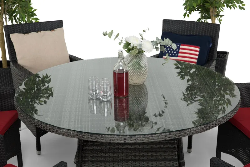 Thor Spisegruppe Ø140+6 Thor Lyx Stoler - Grå/Svart - Hagemøbler & utemiljø - Hagegruppe - Spisegrupper hage