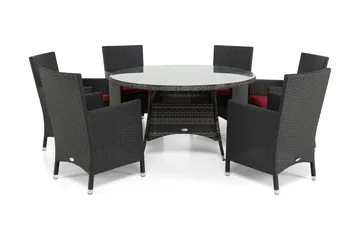 Thor Spisegruppe Ø140+6 Thor Lyx Stoler - Grå/Svart - Hagemøbler & utemiljø - Hagegruppe - Spisegrupper hage