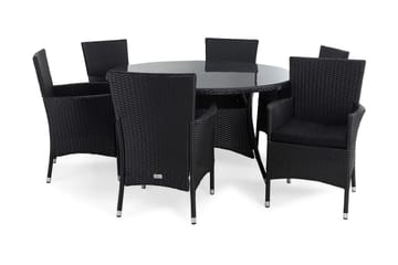 Thor Spisegruppe Ø140+6 Thor Lyx Stoler+Puter - Svart - Hagemøbler & utemiljø - Hagegruppe - Spisegrupper hage