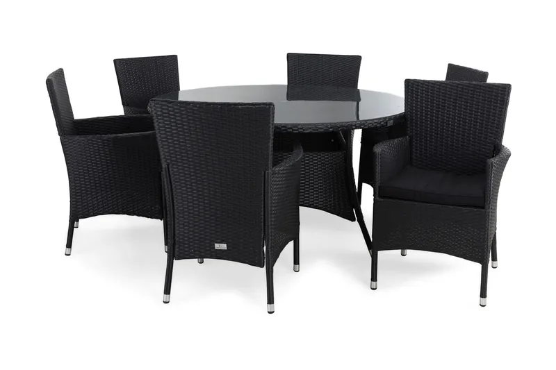 Thor Spisegruppe Ø140+6 Thor Lyx Stoler+Puter, Svart