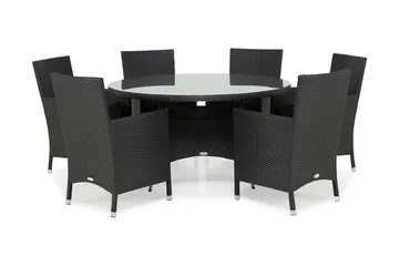 Thor Spisegruppe Ø140+6 Thor Stoler - Svart - Hagemøbler & utemiljø - Hagegruppe - Spisegrupper hage