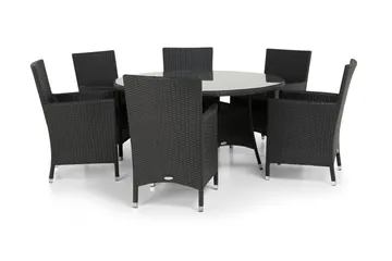 Thor Spisegruppe Ø140+6 Thor Stoler - Svart - Hagemøbler & utemiljø - Hagegruppe - Spisegrupper hage