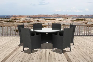 Thor Spisegruppe Ø140+6 Thor Stoler - Svart - Hagemøbler & utemiljø - Hagegruppe - Spisegrupper hage