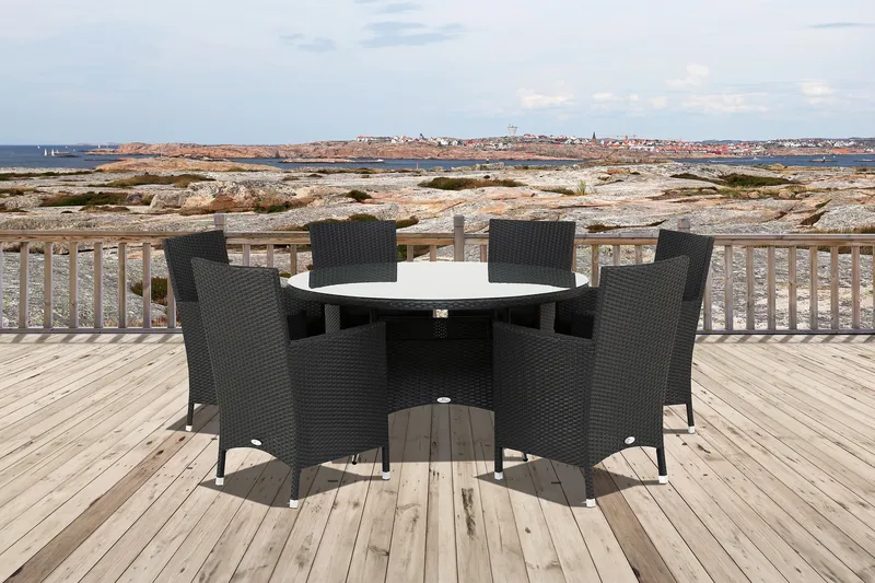 Thor Spisegruppe Ø140+6 Thor Stoler - Svart - Hagemøbler & utemiljø - Hagegruppe - Spisegrupper hage