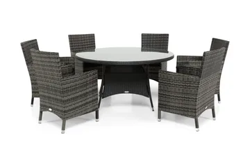 Thor Spisegruppe Ø140+6 Thor Stoler - Svart/Grå - Hagemøbler & utemiljø - Hagegruppe - Spisegrupper hage