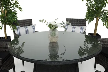 Thor Spisegruppe Ø140+6 Thor Stoler - Svart/Grå - Hagemøbler & utemiljø - Hagegruppe - Spisegrupper hage