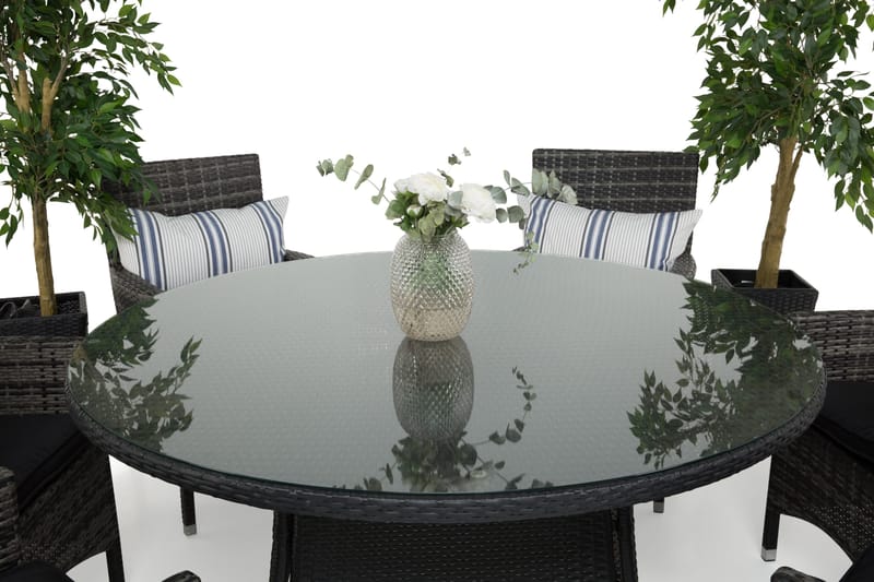 Thor Spisegruppe Ø140+6 Thor Stoler - Svart/Grå - Hagemøbler & utemiljø - Hagegruppe - Spisegrupper hage