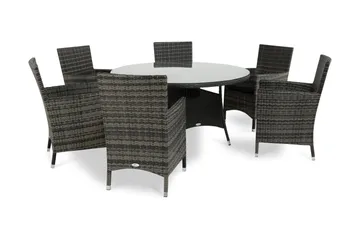 Thor Spisegruppe Ø140+6 Thor Stoler - Svart/Grå - Hagemøbler & utemiljø - Hagegruppe - Spisegrupper hage