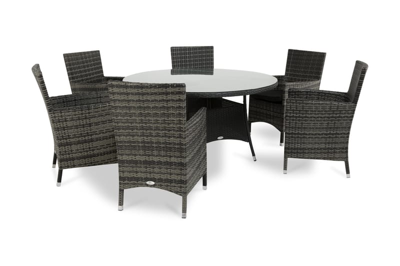 Thor Spisegruppe Ø140+6 Thor Stoler - Svart/Grå - Hagemøbler & utemiljø - Hagegruppe - Spisegrupper hage