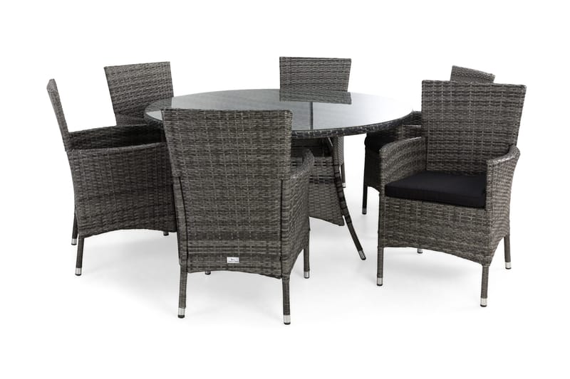 Thor Spisegruppe Ø140+6 Thor Stoler+Puter, Grå/Svart