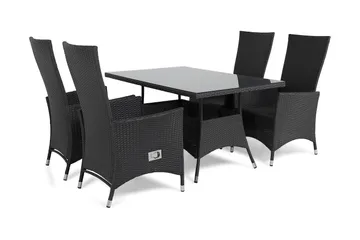 Thor Spisegruppe 140+4 Jenny Regulerbare Stoler - Svart - Hagemøbler & utemiljø - Hagegruppe - Spisegrupper hage