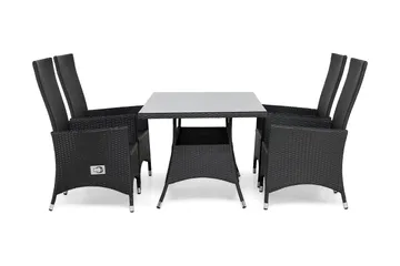 Thor Spisegruppe 140+4 Jenny Regulerbare Stoler - Svart - Hagemøbler & utemiljø - Hagegruppe - Spisegrupper hage