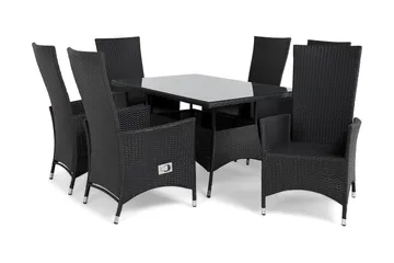 Thor Spisegruppe 140+6 Jenny Regulerbare Stoler - Svart - Hagemøbler & utemiljø - Hagegruppe - Spisegrupper hage