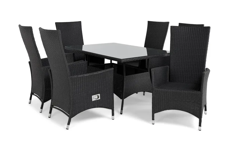 Thor Spisegruppe 140+6 Jenny Regulerbare Stoler - Svart - Hagemøbler & utemiljø - Hagegruppe - Spisegrupper hage