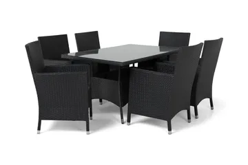Thor Spisegruppe 140+6 Thor Lyx Stoler - Svart - Hagemøbler & utemiljø - Hagegruppe - Spisegrupper hage