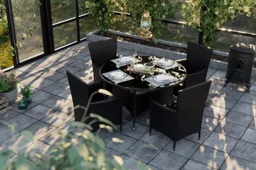 Thor Spisegruppe 140+6 Thor Lyx Stoler - Svart - Hagemøbler & utemiljø - Hagegruppe - Spisegrupper hage