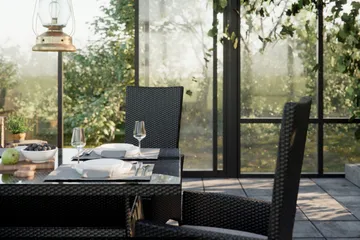 Thor Spisegruppe 140x90 + 4 Jenny Stol Stillbar m Pute - Svart/Grønn - Hagemøbler & utemiljø - Hagegruppe - Spisegrupper hage