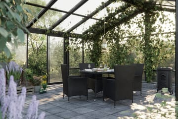 Thor Spisegruppe 140x90 + 4 Thor Stoler m Pute - Svart/Grå - Hagemøbler & utemiljø - Hagegruppe - Spisegrupper hage