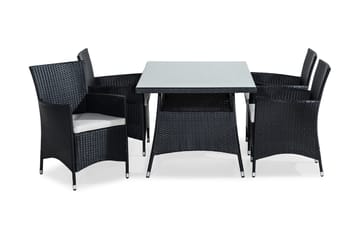 Thor Spisegruppe 140x90 + 4 Thor Stoler m Pute - Svart/Grå - Hagemøbler & utemiljø - Hagegruppe - Spisegrupper hage
