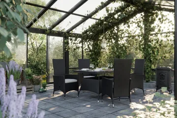 Thor Spisegruppe 140x90 + 6 Jenny Stol Stillbar m Pute - Svart/Grønn - Hagemøbler & utemiljø - Hagegruppe - Spisegrupper hage