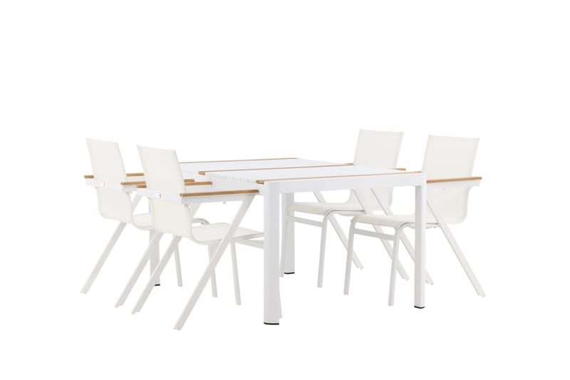 Togo Spisegruppe 150 cm + 4 Mexico Karmstoler, Hvit