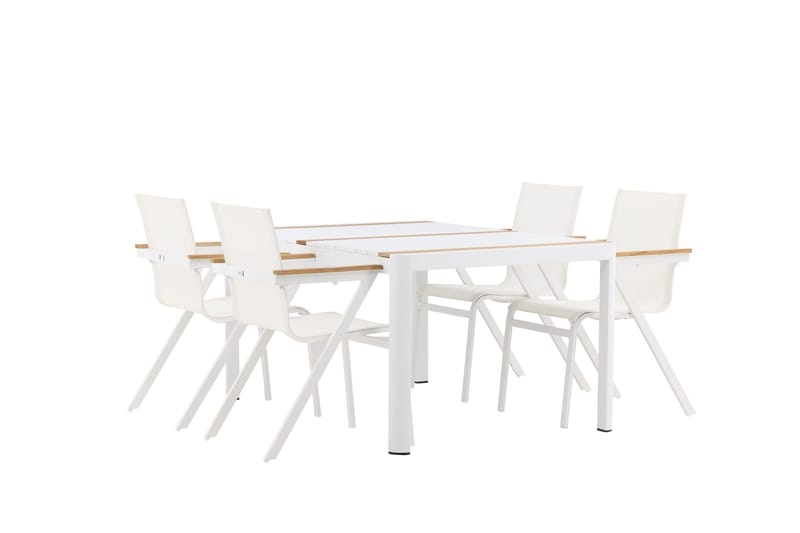 Togo Spisegruppe 150 cm + 4 Mexico Karmstoler - Hvit - Hagemøbler & utemiljø - Hagegruppe - Spisegrupper hage