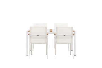 Togo Spisegruppe 150 cm + 4 Mexico Karmstoler - Hvit - Hagemøbler & utemiljø - Hagegruppe - Spisegrupper hage