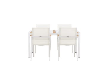 Togo Spisegruppe 150 cm + 4 Mexico Karmstoler - Hvit - Hagemøbler & utemiljø - Hagegruppe - Spisegrupper hage