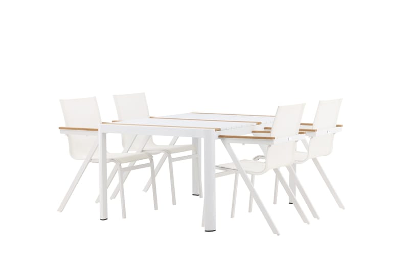 Togo Spisegruppe 150 cm + 4 Mexico Karmstoler - Hvit - Hagemøbler & utemiljø - Hagegruppe - Spisegrupper hage