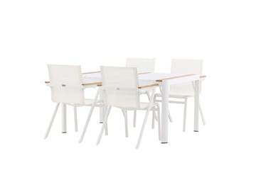 Togo Spisegruppe 150 cm + 4 Mexico Karmstoler - Hvit - Hagemøbler & utemiljø - Hagegruppe - Spisegrupper hage