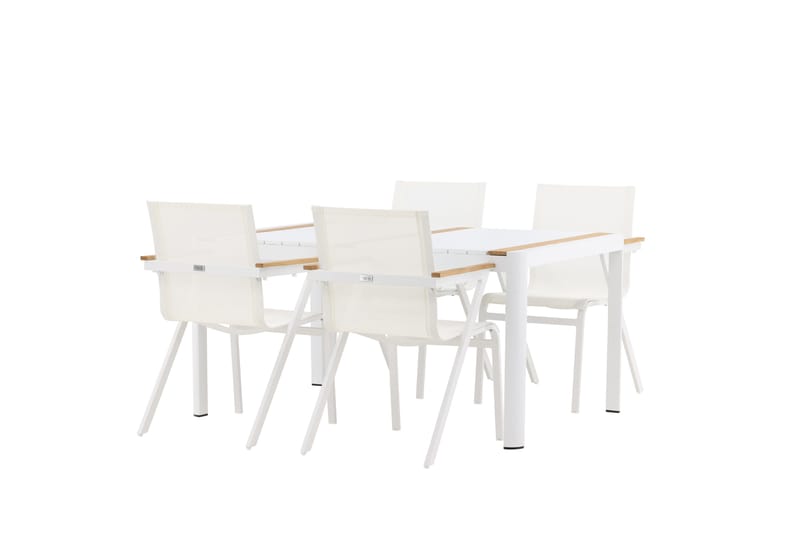 Togo Spisegruppe 150 cm + 4 Mexico Karmstoler - Hvit - Hagemøbler & utemiljø - Hagegruppe - Spisegrupper hage