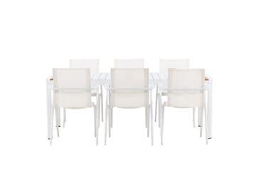 Togo Spisegruppe 200x100 cm + 6 Alina Spisestol - Hvit - Hagemøbler & utemiljø - Hagegruppe - Spisegrupper hage