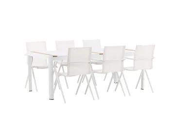 Togo Spisegruppe 200x100 cm + 6 Alina Spisestol - Hvit - Hagemøbler & utemiljø - Hagegruppe - Spisegrupper hage