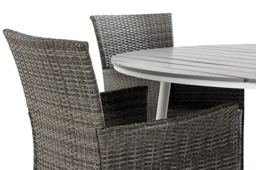 Tunis Spisegruppe 140 Rund + 4 Thor Lenestol - Hvit/Grå - Hagemøbler & utemiljø - Hagegruppe - Spisegrupper hage