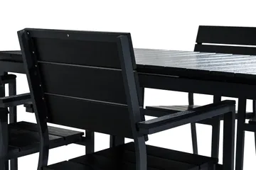 Tunis Spisegruppe 152-210x90 + 4 Stapestoler - Svart - Hagemøbler & utemiljø - Hagegruppe - Spisegrupper hage