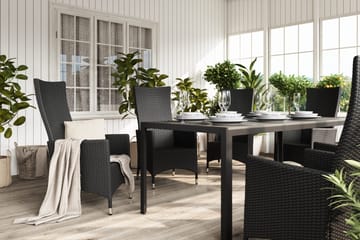 Tunis Spisegruppe 205+6 Jenny Regulerbare Stoler - Svart - Hagemøbler & utemiljø - Hagegruppe - Spisegrupper hage