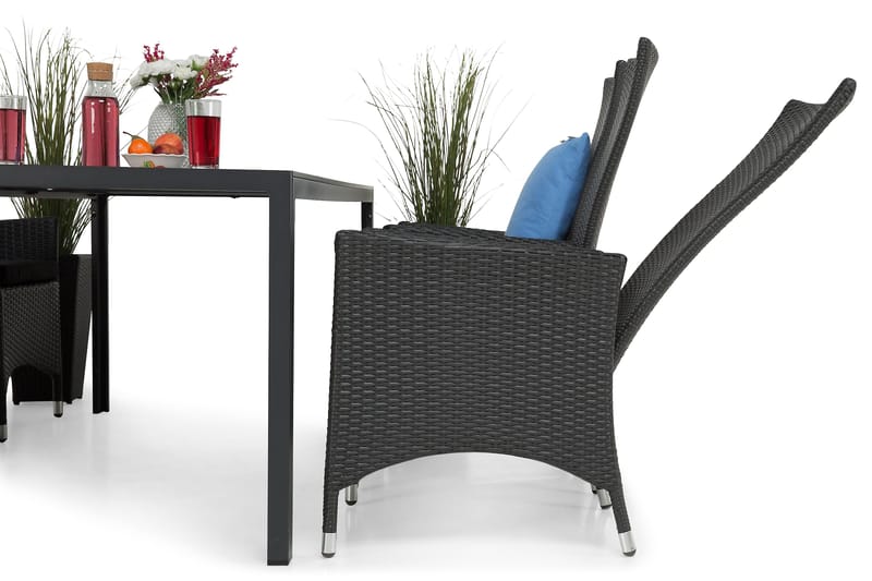 Tunis Spisegruppe 205+6 Jenny Regulerbare Stoler - Svart - Hagemøbler & utemiljø - Hagegruppe - Spisegrupper hage