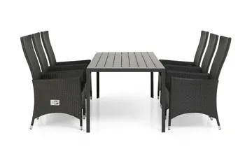 Tunis Spisegruppe 205+6 Jenny Regulerbare Stoler - Svart - Hagemøbler & utemiljø - Hagegruppe - Spisegrupper hage