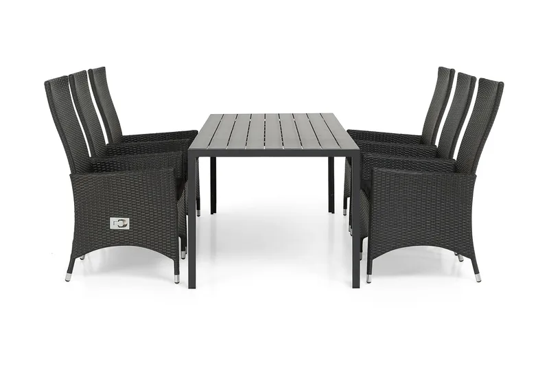 Tunis Spisegruppe 205+6 Jenny Regulerbare Stoler, Svart