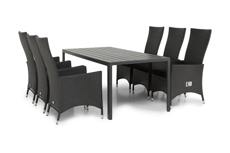 Tunis Spisegruppe 205+6 Jenny Regulerbare Stoler - Svart - Hagemøbler & utemiljø - Hagegruppe - Spisegrupper hage