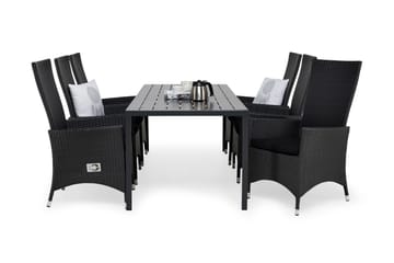Tunis Spisegruppe 205+6 Jenny Regulerbare Stoler+Puter - Svart - Hagemøbler & utemiljø - Hagegruppe - Spisegrupper hage